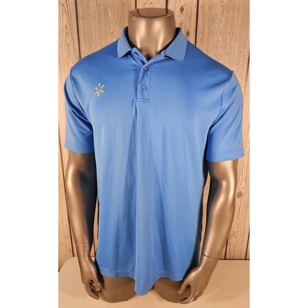 Walmart Polo Shirt Mens XL Blue Golf Polyester Stretch Employee Worker